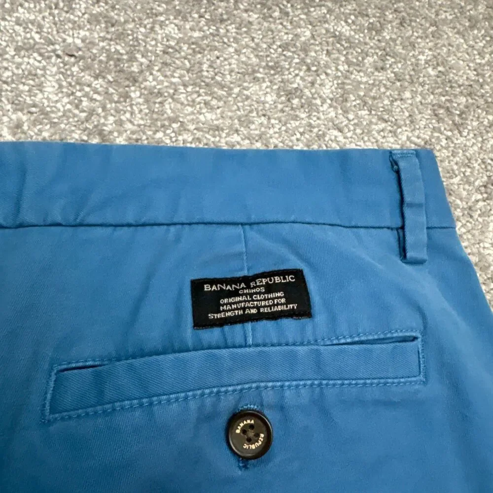 Banana Republic Mason Chino Pants Mens 32x32 Teal Bay Blue Straight Flat Front